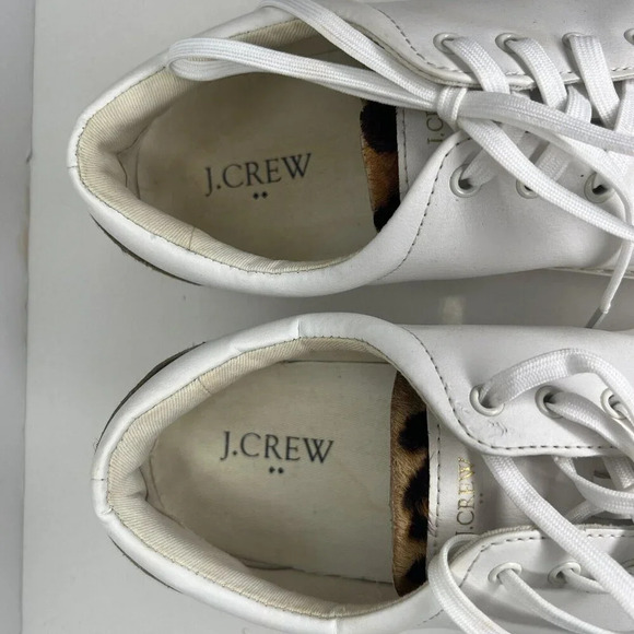 J. Crew Leopard Sneakers White Animal Print Women’s Size 8 Fur - Picture 12 of 12